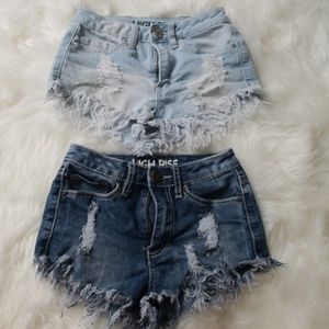 2 YMI high rise jean shorts